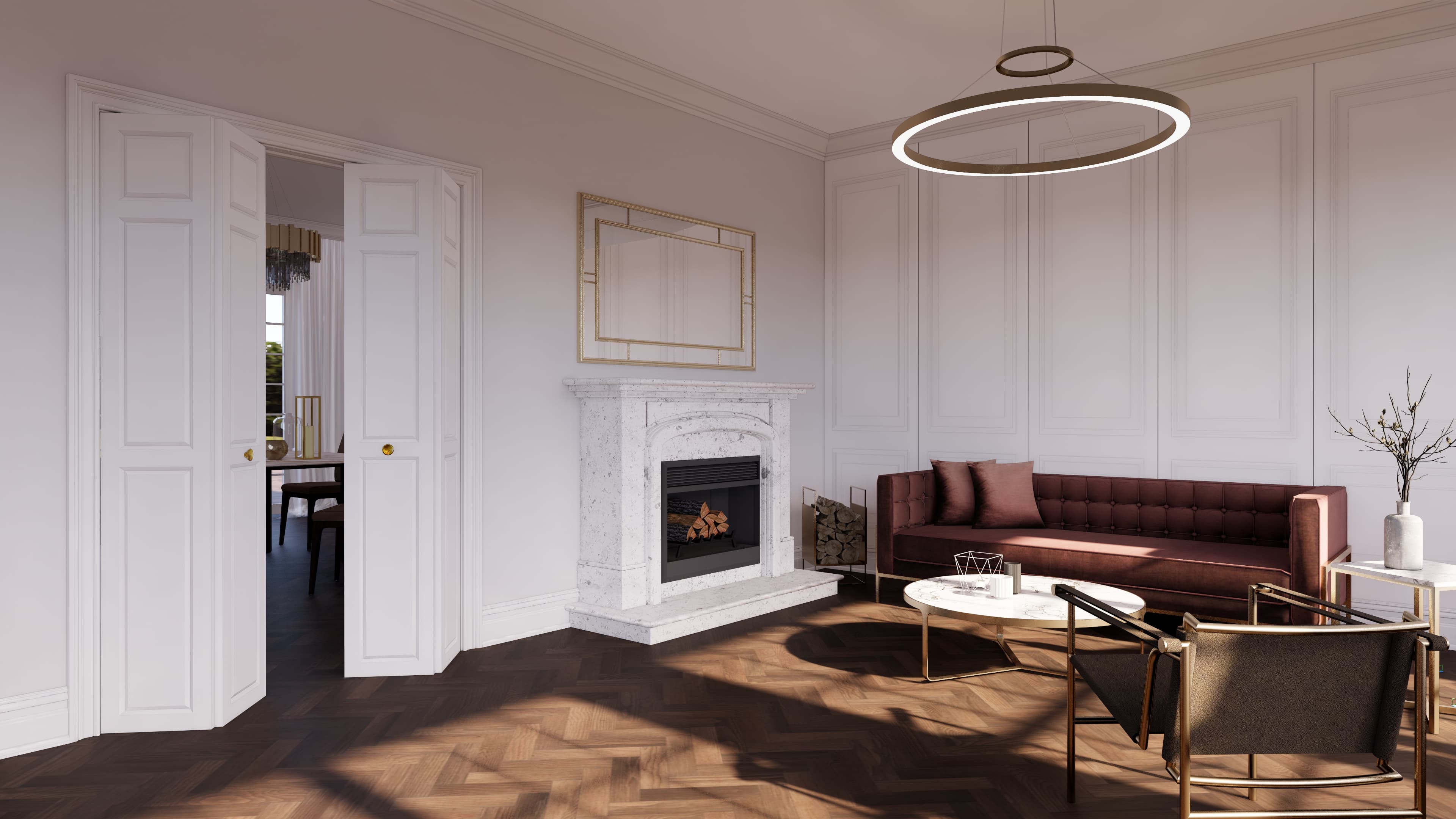 Living Room with Fireplace